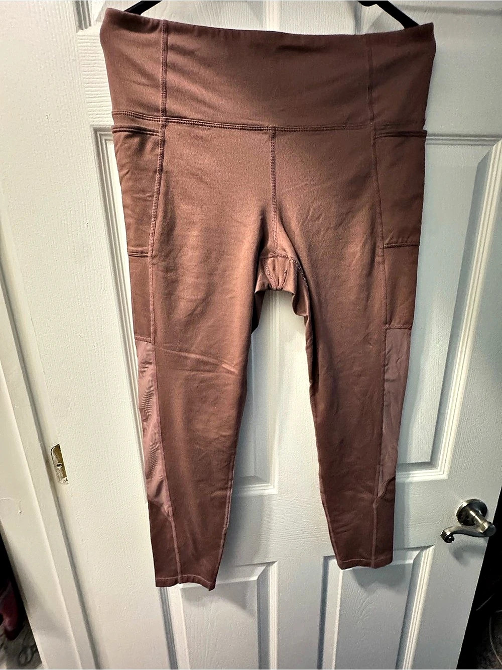 Joylab Yoga Brown Mesh Panel Leggings Size large